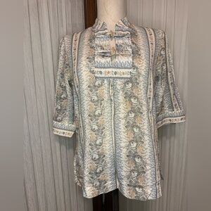 Vintage Alice Stuart Tunic Blouse Wood Toggle Buttons Desert Rose Jonathan Logan